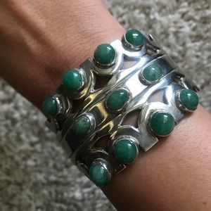 Green Turquoise Solid Sterling Silver Cuff